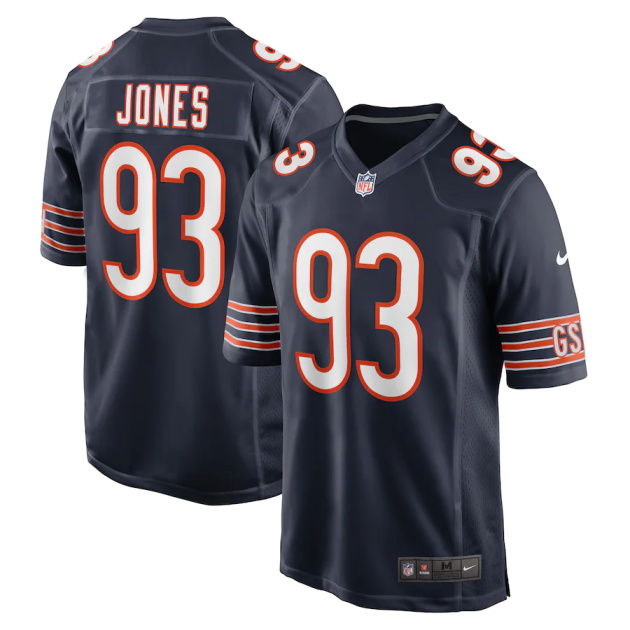 mens nike justin jones navy chicago bears game player jersey